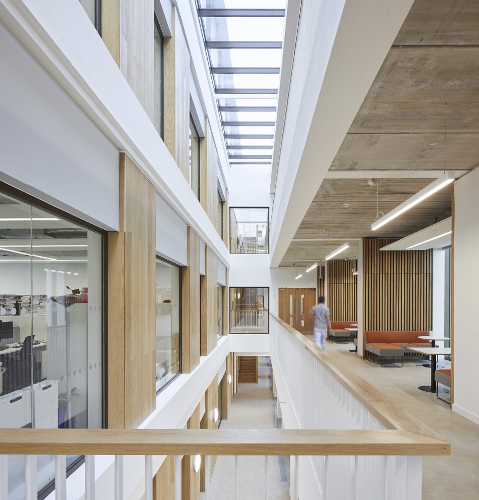 John McAslan + Partners. Lancaster University. Health Innovation Hub. Artist's Impression. Entrance Hall.