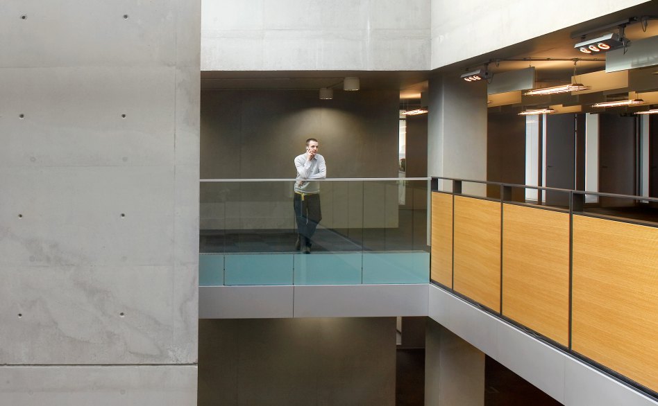 John McAslan + Partners. Lancaster University. Charles Carter Building. Entrance Atrium. Detail.