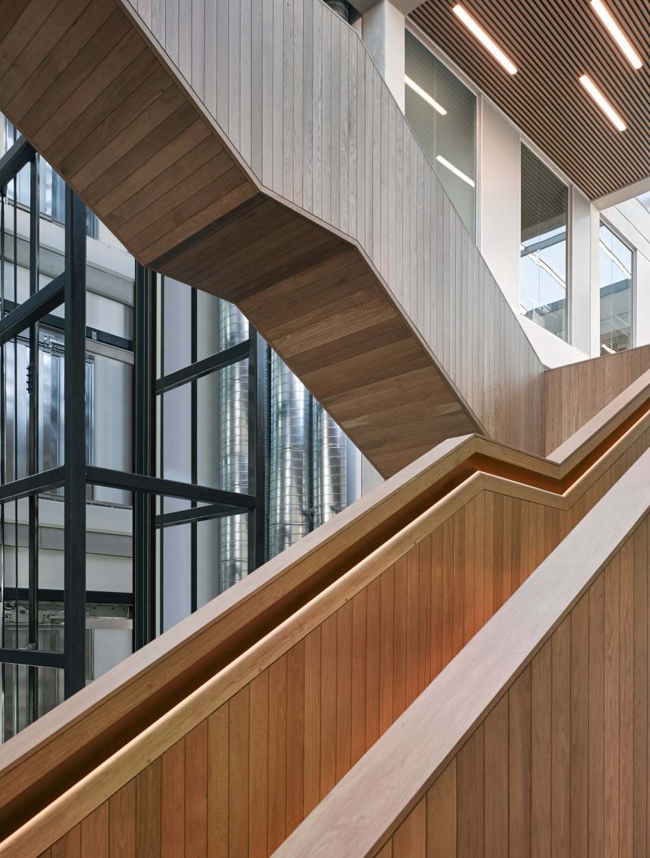 John McAslan + Partners. Lancaster University. Engineering Building. Entrance Atrium. Detail.