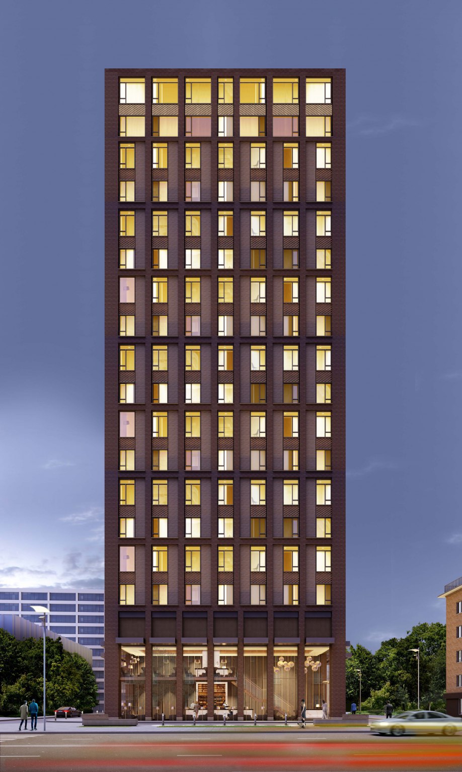 Presnensky Val Apartments. Facade. John McAslan + Partners. Presnensky Val Apartments. Facade.